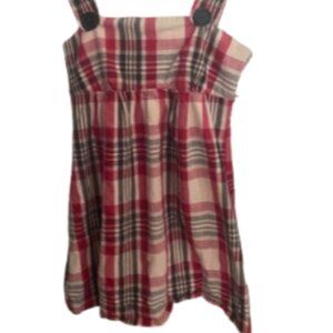 Eyeshadow Overall Plaid Red White Grey Black Multi Color Mini Dress Size 3 NWOT